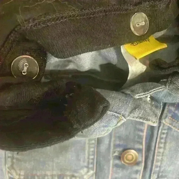 Disney's Mickey Denim Hoodie Jacket 90th Anniversary Juniors' 3-D Ears Small - Picture 3 of 6